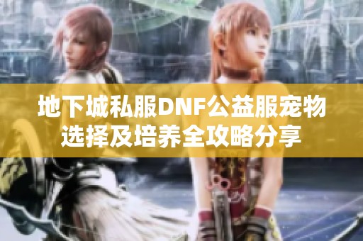 地下城私服DNF公益服宠物选择及培养全攻略分享