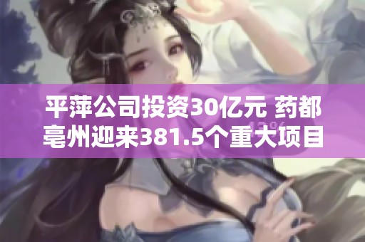 平萍公司投资30亿元 药都亳州迎来381.5个重大项目落地