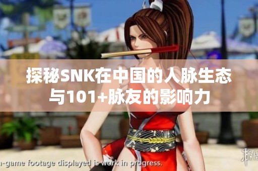 探秘SNK在中国的人脉生态与101+脉友的影响力