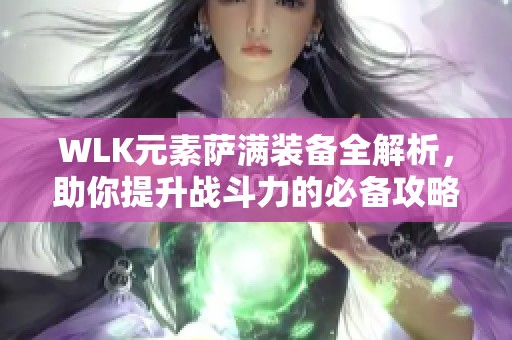 WLK元素萨满装备全解析，助你提升战斗力的必备攻略