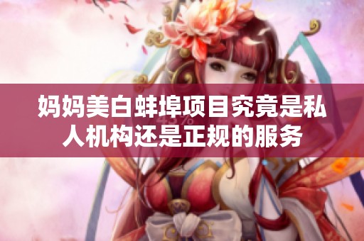 妈妈美白蚌埠项目究竟是私人机构还是正规的服务