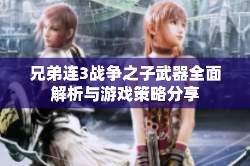 兄弟连3战争之子武器全面解析与游戏策略分享