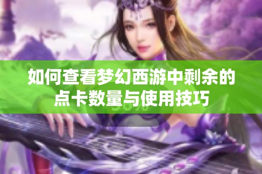 如何查看梦幻西游中剩余的点卡数量与使用技巧