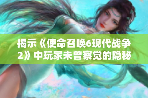 揭示《使命召唤6现代战争2》中玩家未曾察觉的隐秘内容与故事设定