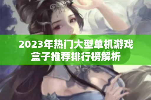2023年热门大型单机游戏盒子推荐排行榜解析