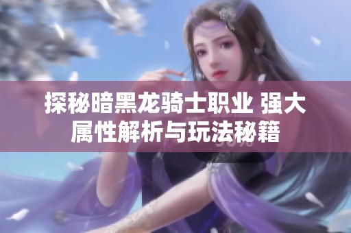 探秘暗黑龙骑士职业 强大属性解析与玩法秘籍