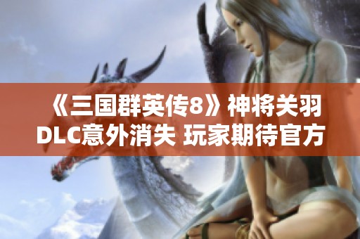 《三国群英传8》神将关羽DLC意外消失 玩家期待官方回应和解决方案