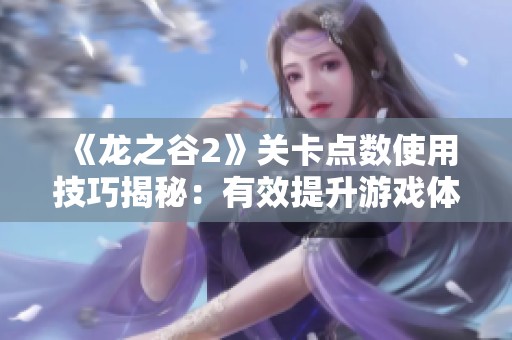 《龙之谷2》关卡点数使用技巧揭秘：有效提升游戏体验的合理分配策略