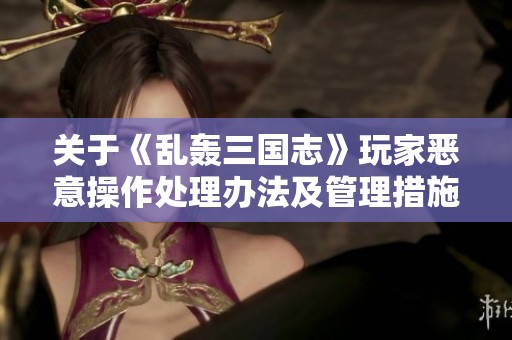 关于《乱轰三国志》玩家恶意操作处理办法及管理措施公告详解