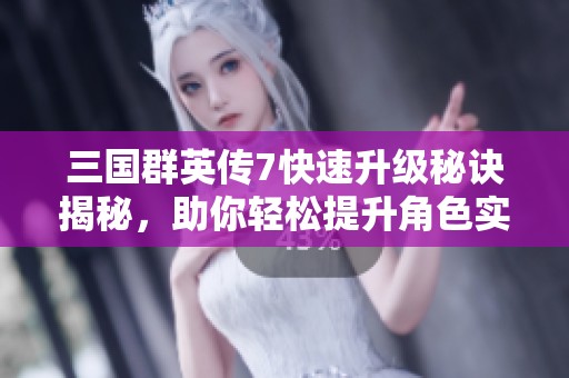 三国群英传7快速升级秘诀揭秘，助你轻松提升角色实力与游戏进程