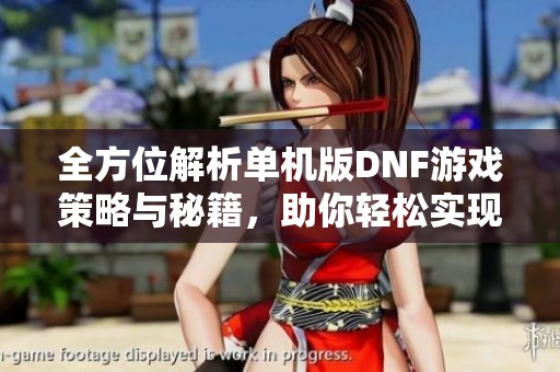 全方位解析单机版DNF游戏策略与秘籍，助你轻松实现通关目标的实用技巧大全