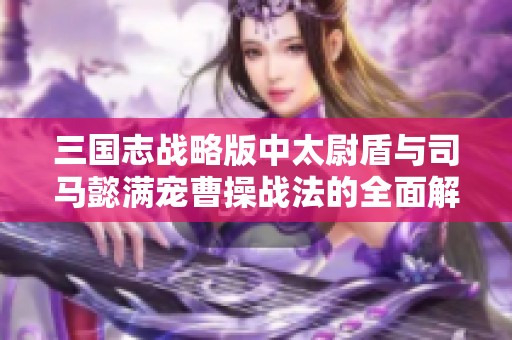 三国志战略版中太尉盾与司马懿满宠曹操战法的全面解析