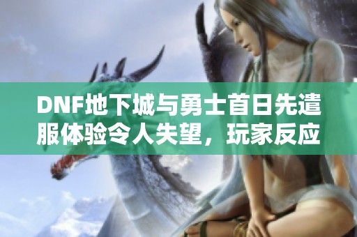 DNF地下城与勇士首日先遣服体验令人失望，玩家反应不一