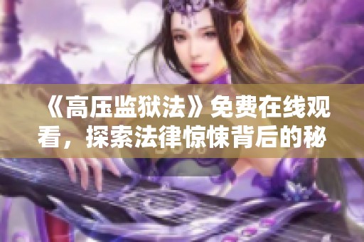 《高压监狱法》免费在线观看，探索法律惊悚背后的秘密与真相