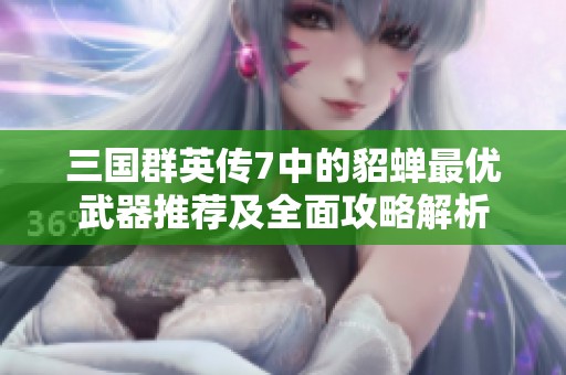 三国群英传7中的貂蝉最优武器推荐及全面攻略解析